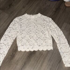 Ambiance Ivory Lace Cropped Blouse